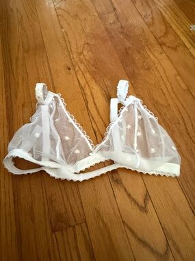 Sheer Floral Embroidered Bralette - White